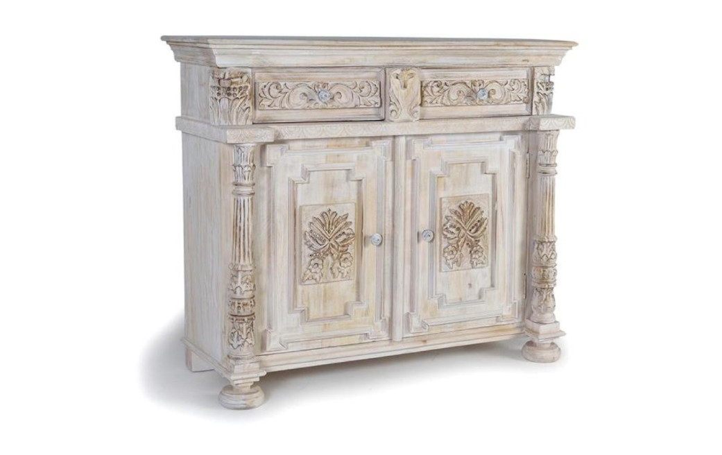 Buffet 2 Tiroirs Bois Blanc 120x45x100cm