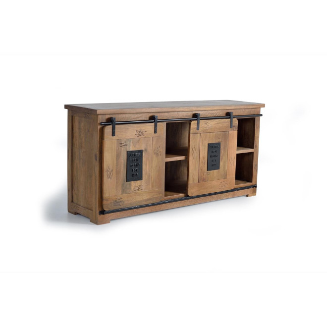 Truhe 3 Schubladen Holz, Eisen Braun 165x45x80cm