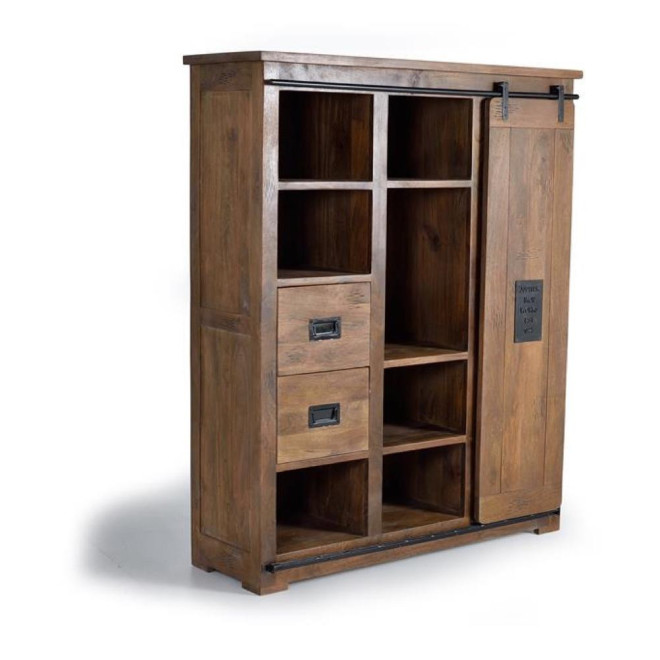 Armoire 4 Tiroirs Bois, Fer Marron 140x45x170cm