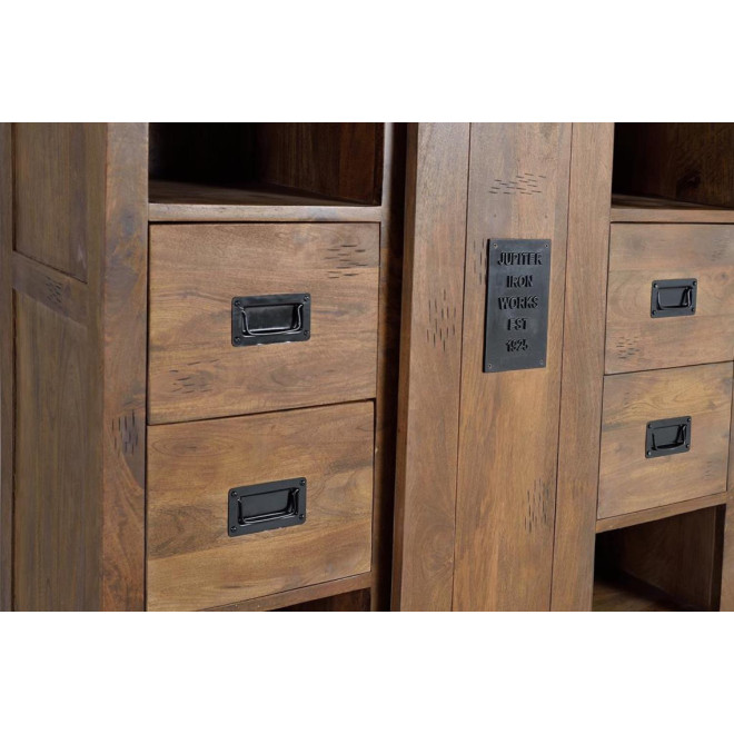 Schrank 4 Schubladen Holz, Eisen Braun 140x45x170cm