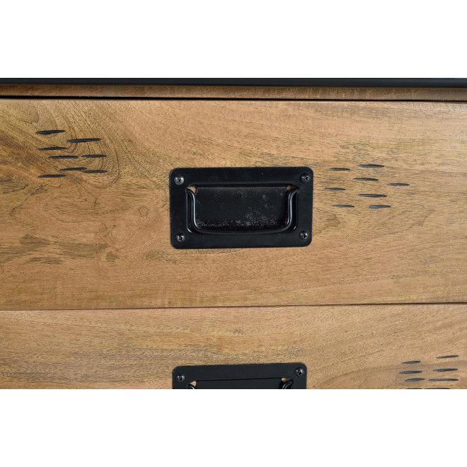 Armoire 4 Tiroirs Bois, Fer Marron 140x45x170cm