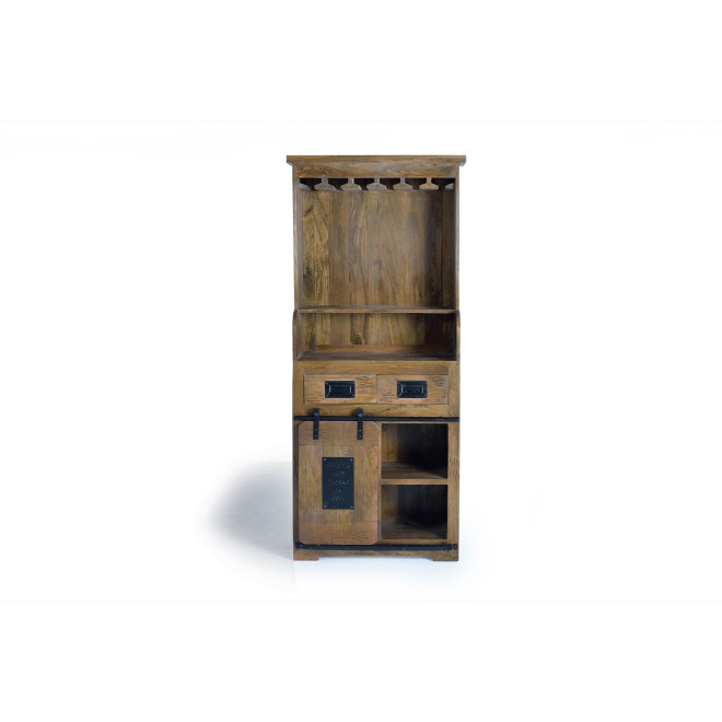 Geschirrschrank mit 2 Schubladen Holz, Eisen Braun 75x38x170cm
