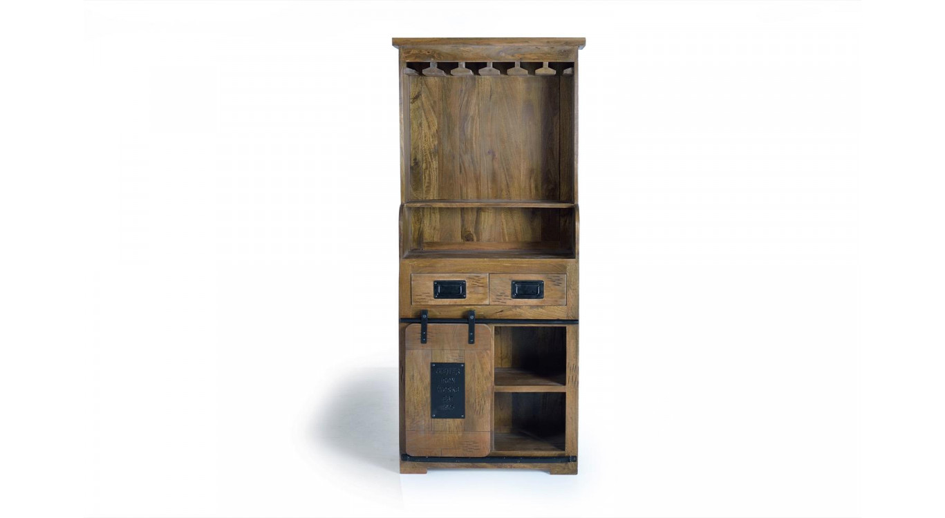 Geschirrschrank mit 2 Schubladen Holz, Eisen Braun 75x38x170cm