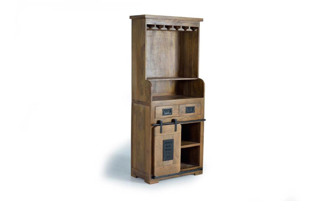 Geschirrschrank mit 2 Schubladen Holz, Eisen Braun 75x38x170cm