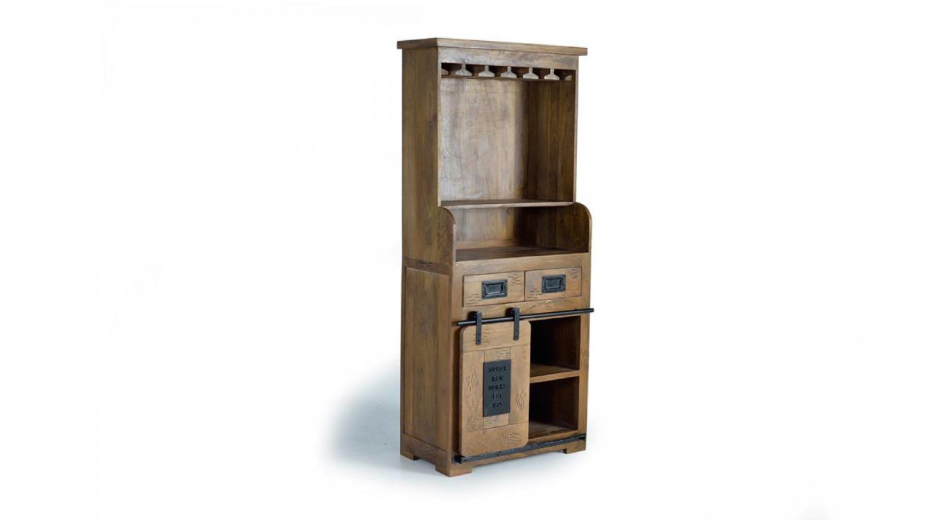 Geschirrschrank mit 2 Schubladen Holz, Eisen Braun 75x38x170cm