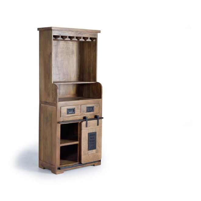 Geschirrschrank mit 2 Schubladen Holz, Eisen Braun 75x38x170cm