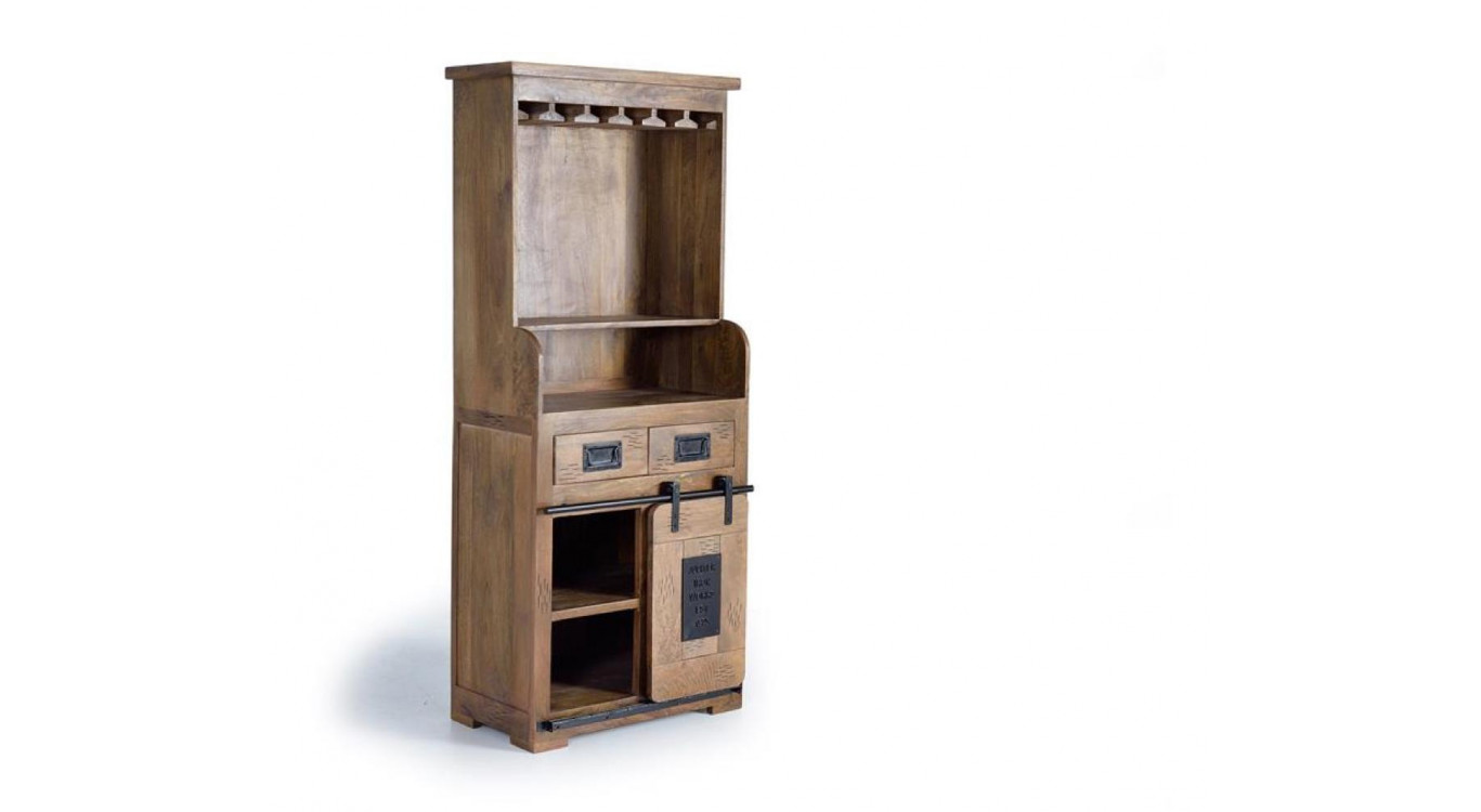 Geschirrschrank mit 2 Schubladen Holz, Eisen Braun 75x38x170cm