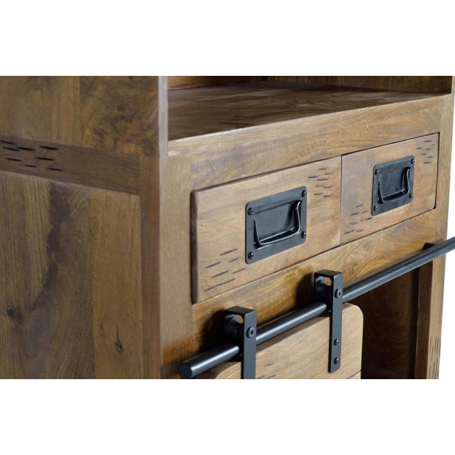 Geschirrschrank mit 2 Schubladen Holz, Eisen Braun 75x38x170cm