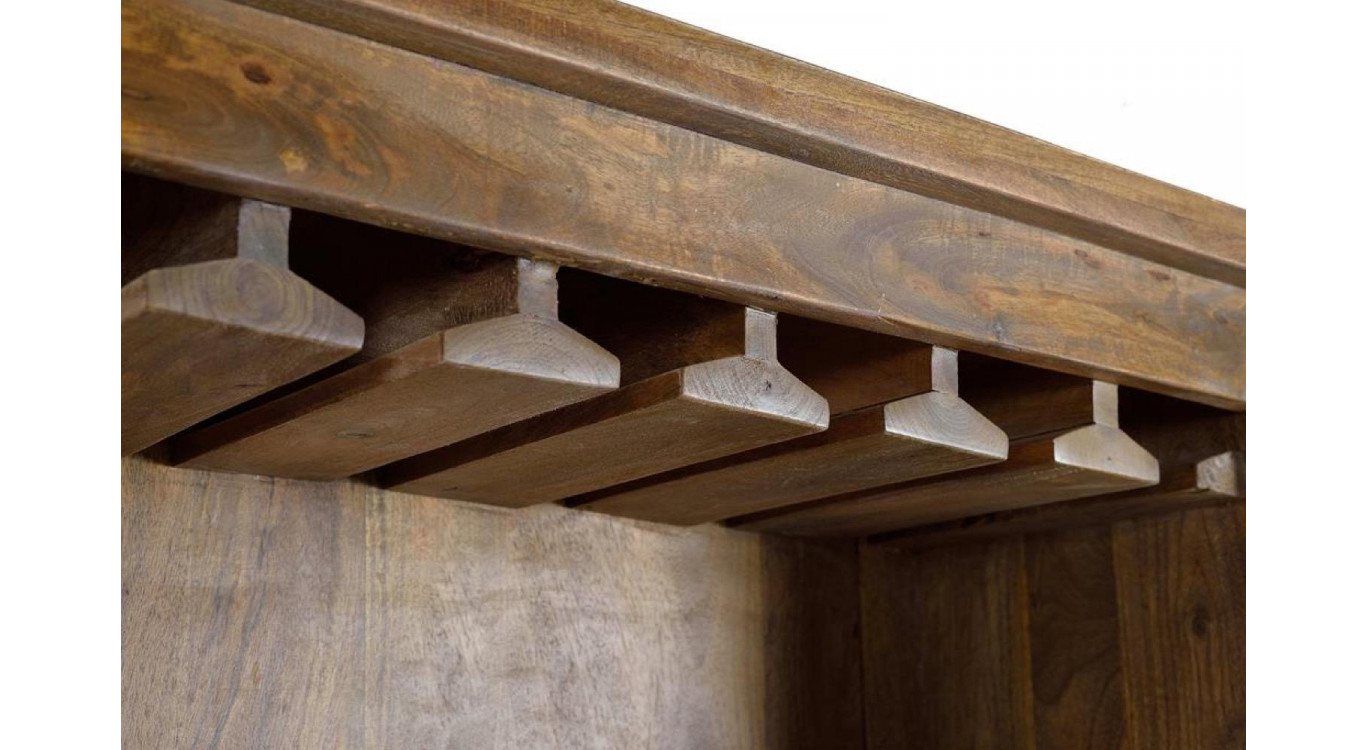 Geschirrschrank mit 2 Schubladen Holz, Eisen Braun 75x38x170cm