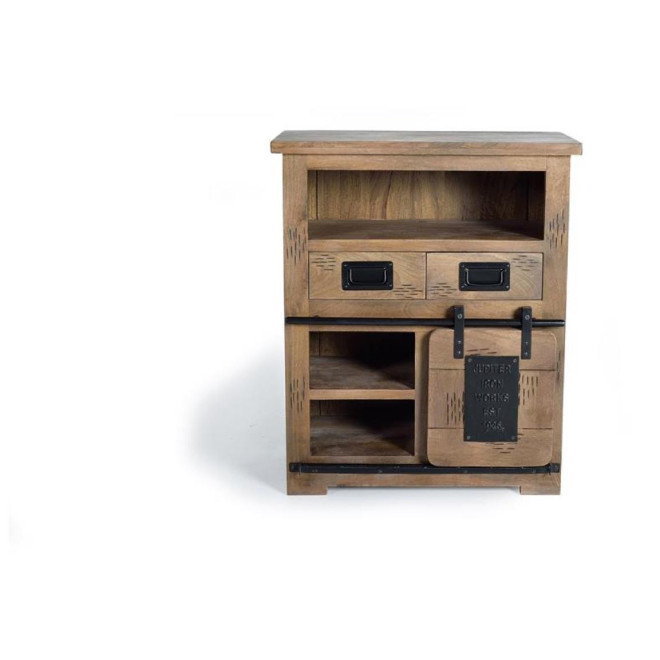 Buffet 2 Tiroirs Bois, Fer Marron 75x40x90cm