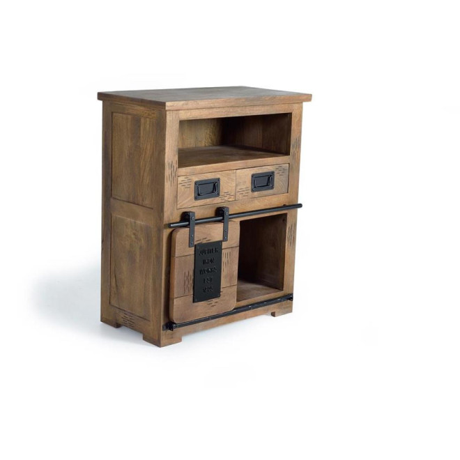 Buffet 2 Tiroirs Bois, Fer Marron 75x40x90cm