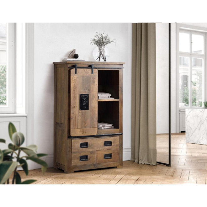 Vaisselier 3 Tiroirs Bois, Fer Marron 90x45x150cm