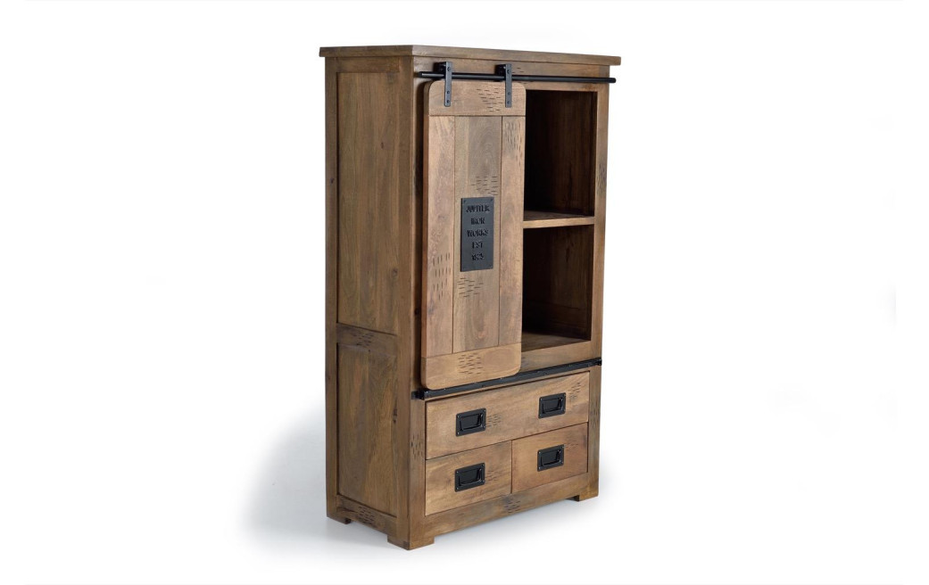 Geschirrschrank mit 3 Schubladen Holz, Eisen Braun 90x45x150cm