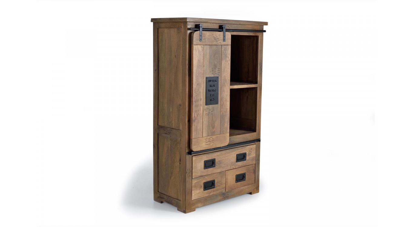 Geschirrschrank mit 3 Schubladen Holz, Eisen Braun 90x45x150cm