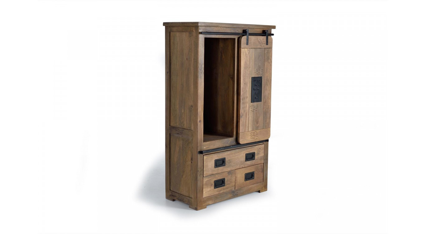 Geschirrschrank mit 3 Schubladen Holz, Eisen Braun 90x45x150cm