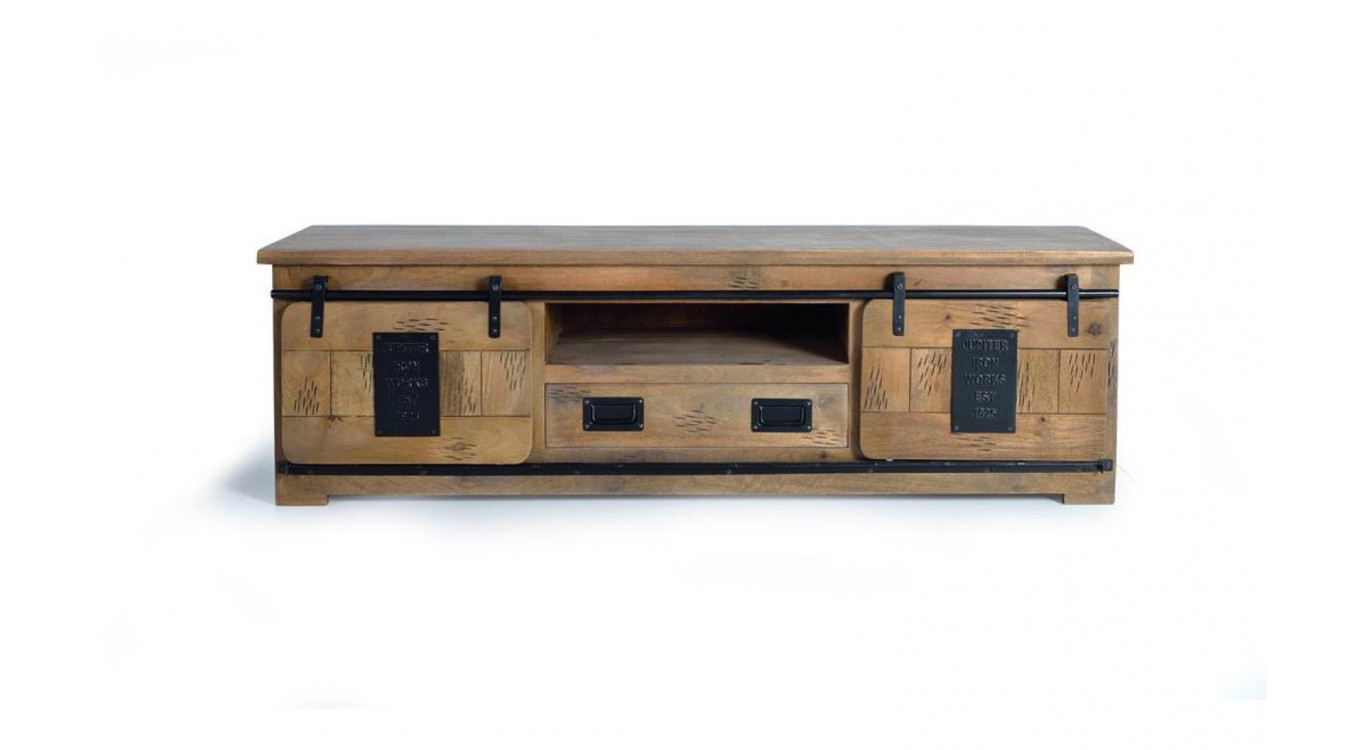 TV-Möbel 1 Schublade Holz, Eisen Braun 180x50x55cm