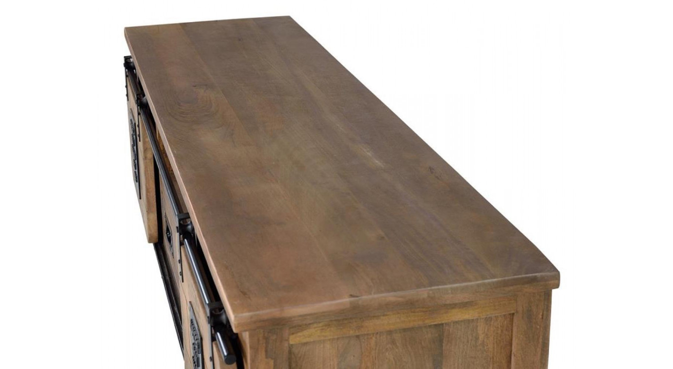 TV-Möbel 1 Schublade Holz, Eisen Braun 180x50x55cm