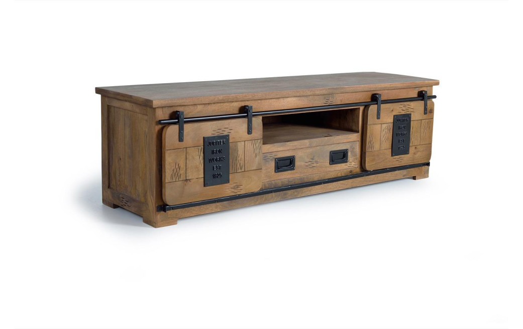 TV-Möbel 1 Schublade Holz, Eisen Braun 180x50x55cm