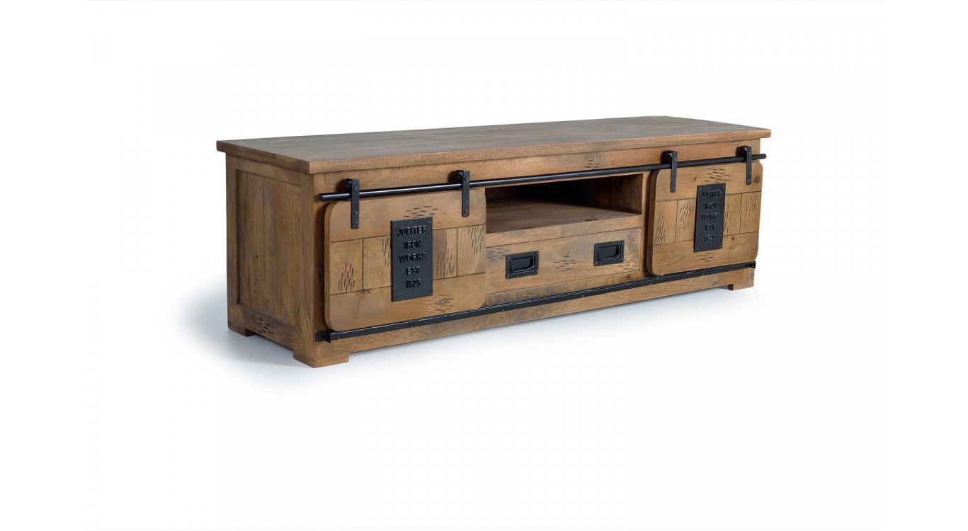 TV-Möbel 1 Schublade Holz, Eisen Braun 180x50x55cm