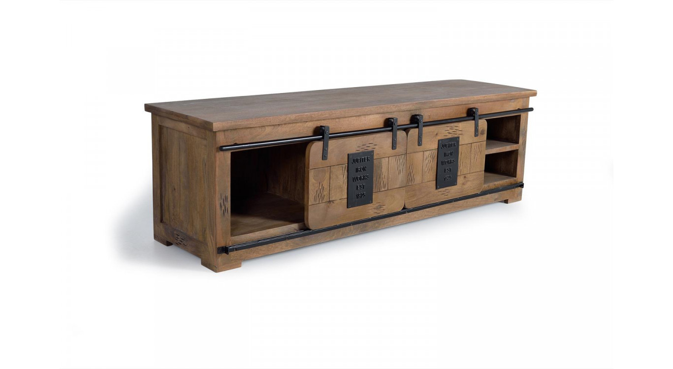 TV-Möbel 1 Schublade Holz, Eisen Braun 180x50x55cm
