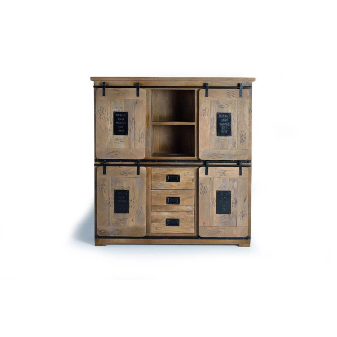 Schrank 3 Schubladen Holz, Eisen Braun 150x45x160cm