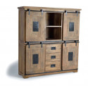 Schrank 3 Schubladen Holz, Eisen Braun 150x45x160cm