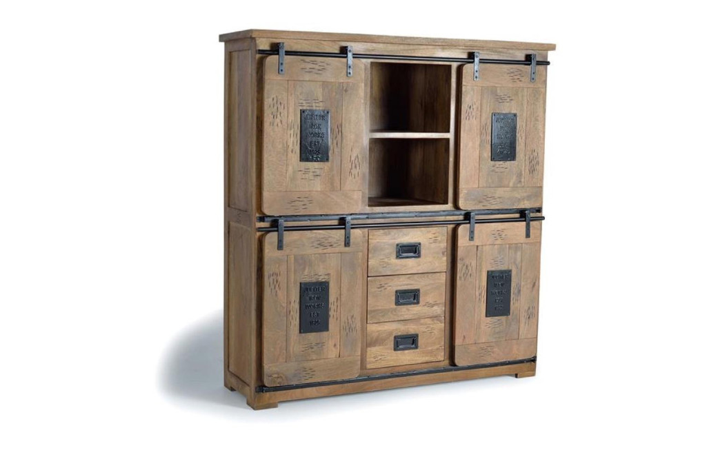 Schrank 3 Schubladen Holz, Eisen Braun 150x45x160cm