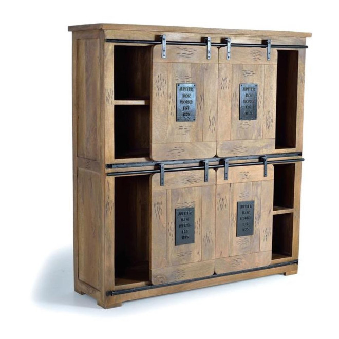 Schrank 3 Schubladen Holz, Eisen Braun 150x45x160cm