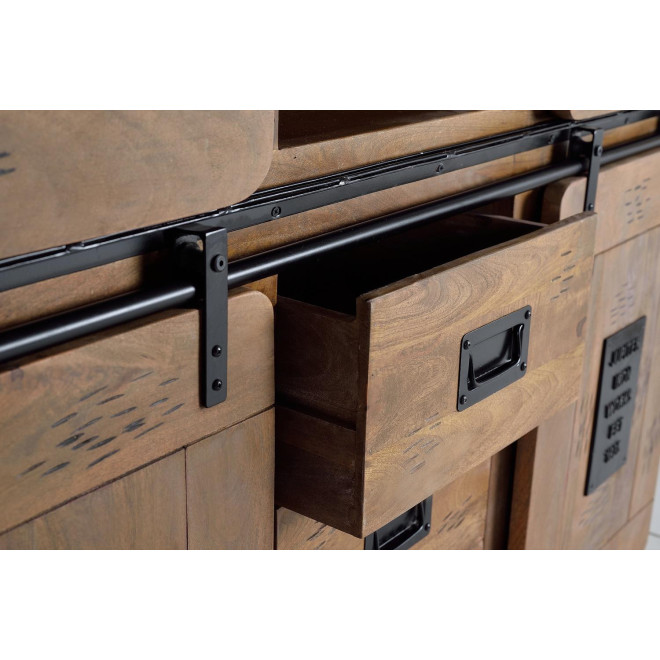 Armoire 3 Tiroirs Bois, Fer Marron 150x45x160cm