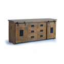 Truhe 6 Schubladen Holz, Eisen Braun 190x45x80cm