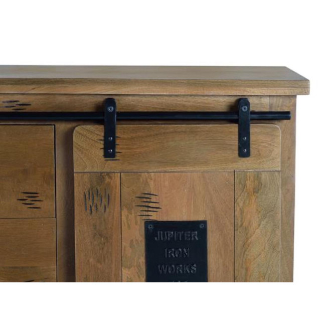 Truhe 6 Schubladen Holz, Eisen Braun 190x45x80cm