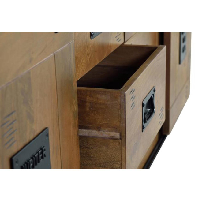 Truhe 6 Schubladen Holz, Eisen Braun 190x45x80cm
