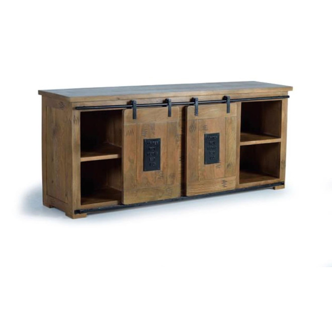 Truhe 6 Schubladen Holz, Eisen Braun 190x45x80cm
