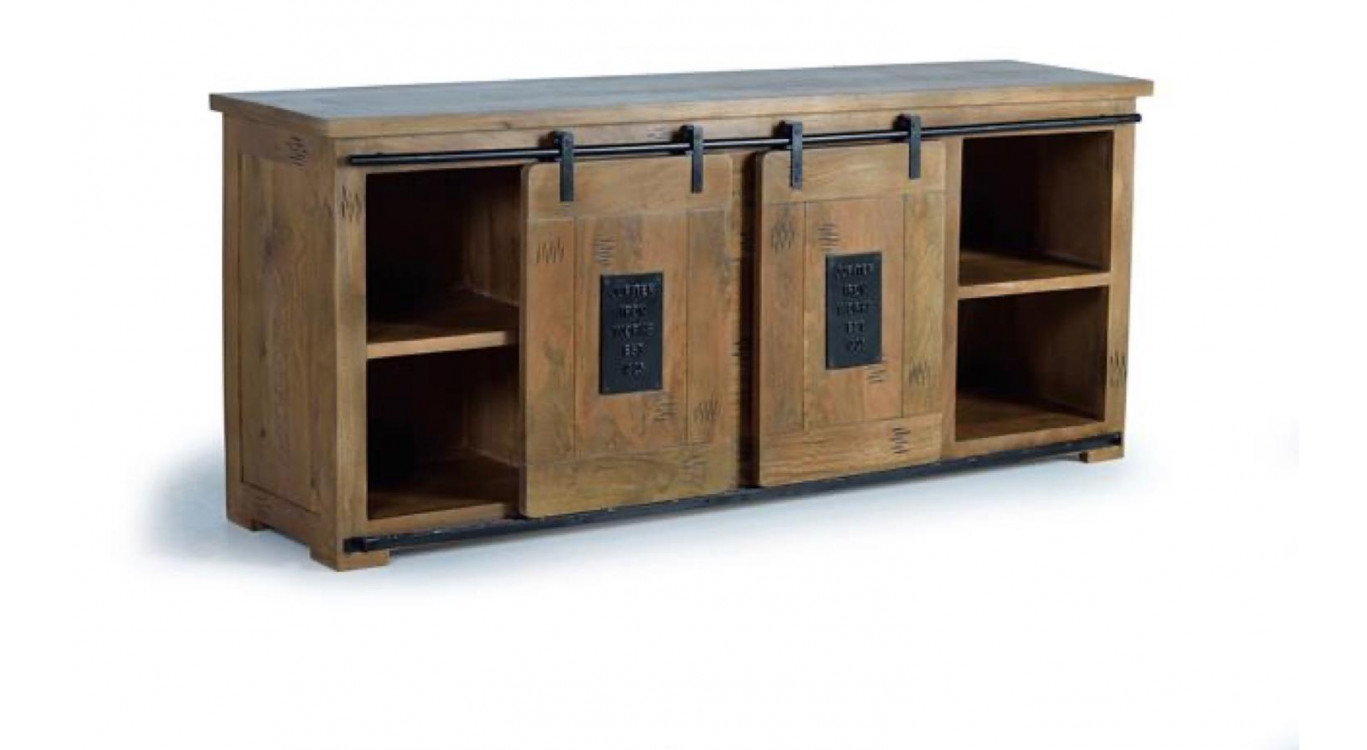 Truhe 6 Schubladen Holz, Eisen Braun 190x45x80cm