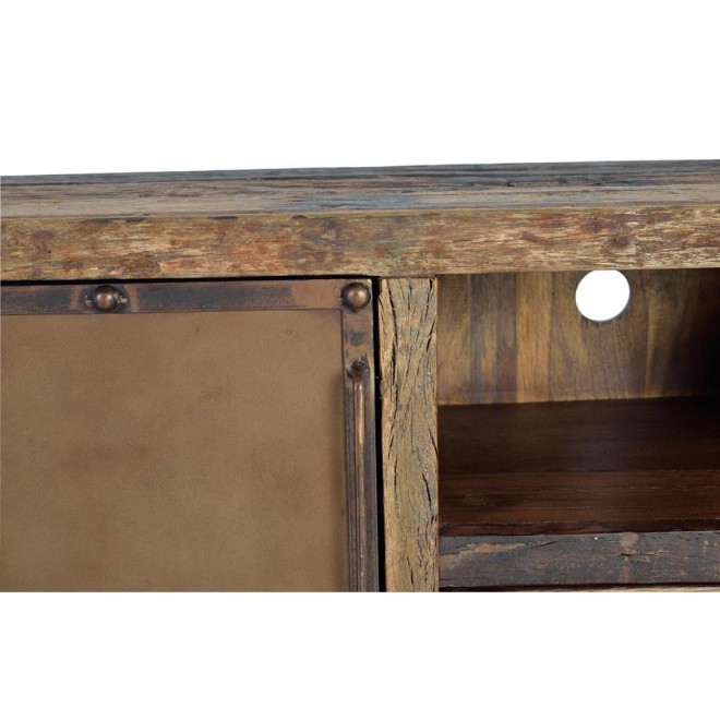 Meuble TV 1 Tiroir Bois Marron 150x40x60cm