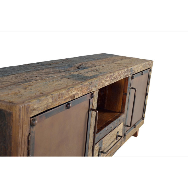 Meuble TV 1 Tiroir Bois Marron 150x40x60cm