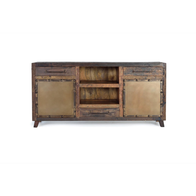 Bahut 3 Tiroirs Bois Marron 180x40x90cm