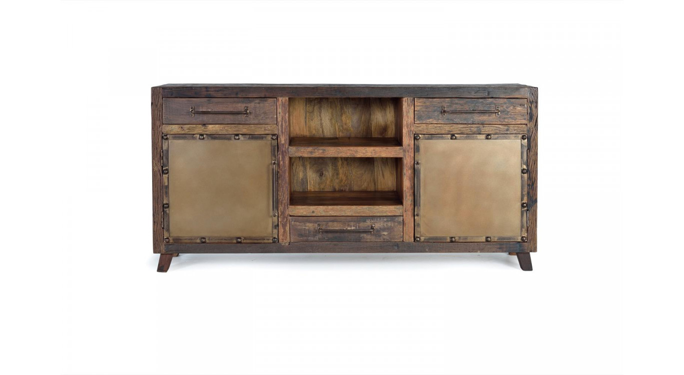 Truhe 3 Schubladen Holz Braun 180x40x90cm