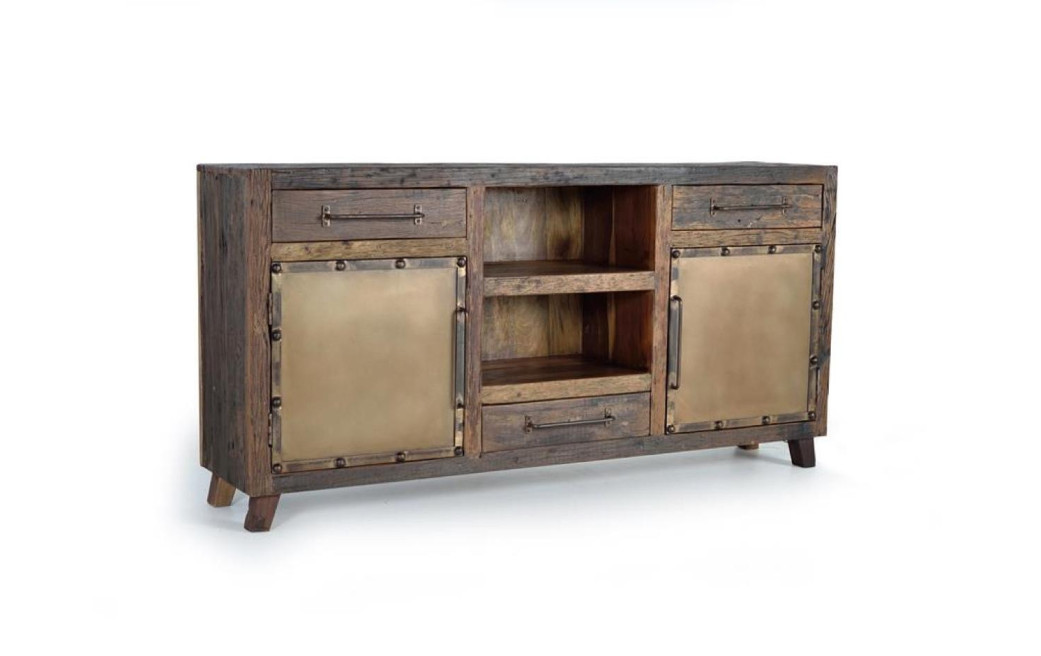 Bahut 3 Tiroirs Bois Marron 180x40x90cm