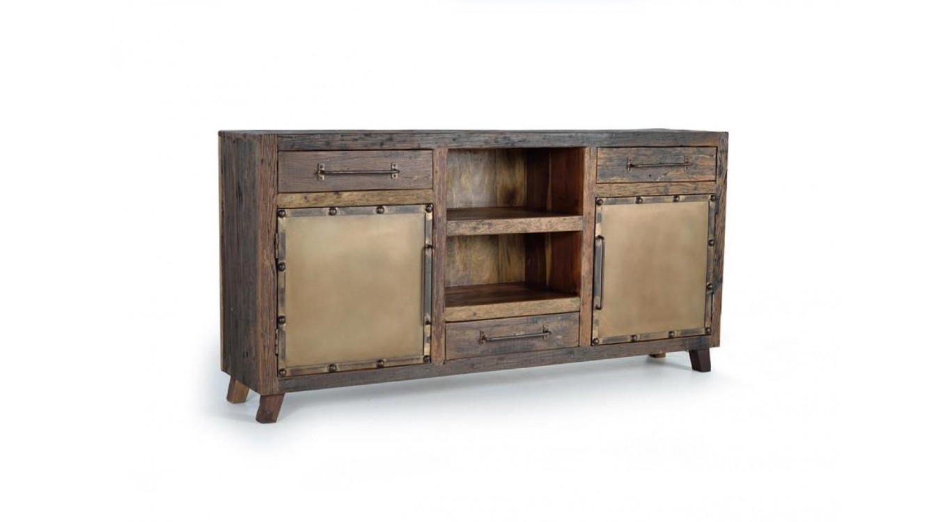 Truhe 3 Schubladen Holz Braun 180x40x90cm