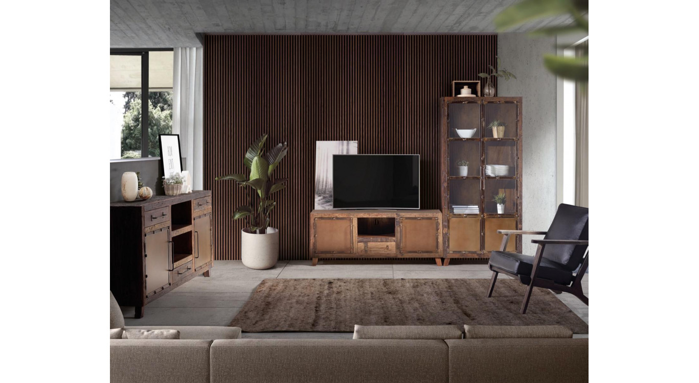 Truhe 3 Schubladen Holz Braun 180x40x90cm