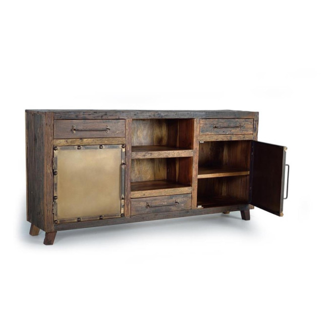 Truhe 3 Schubladen Holz Braun 180x40x90cm