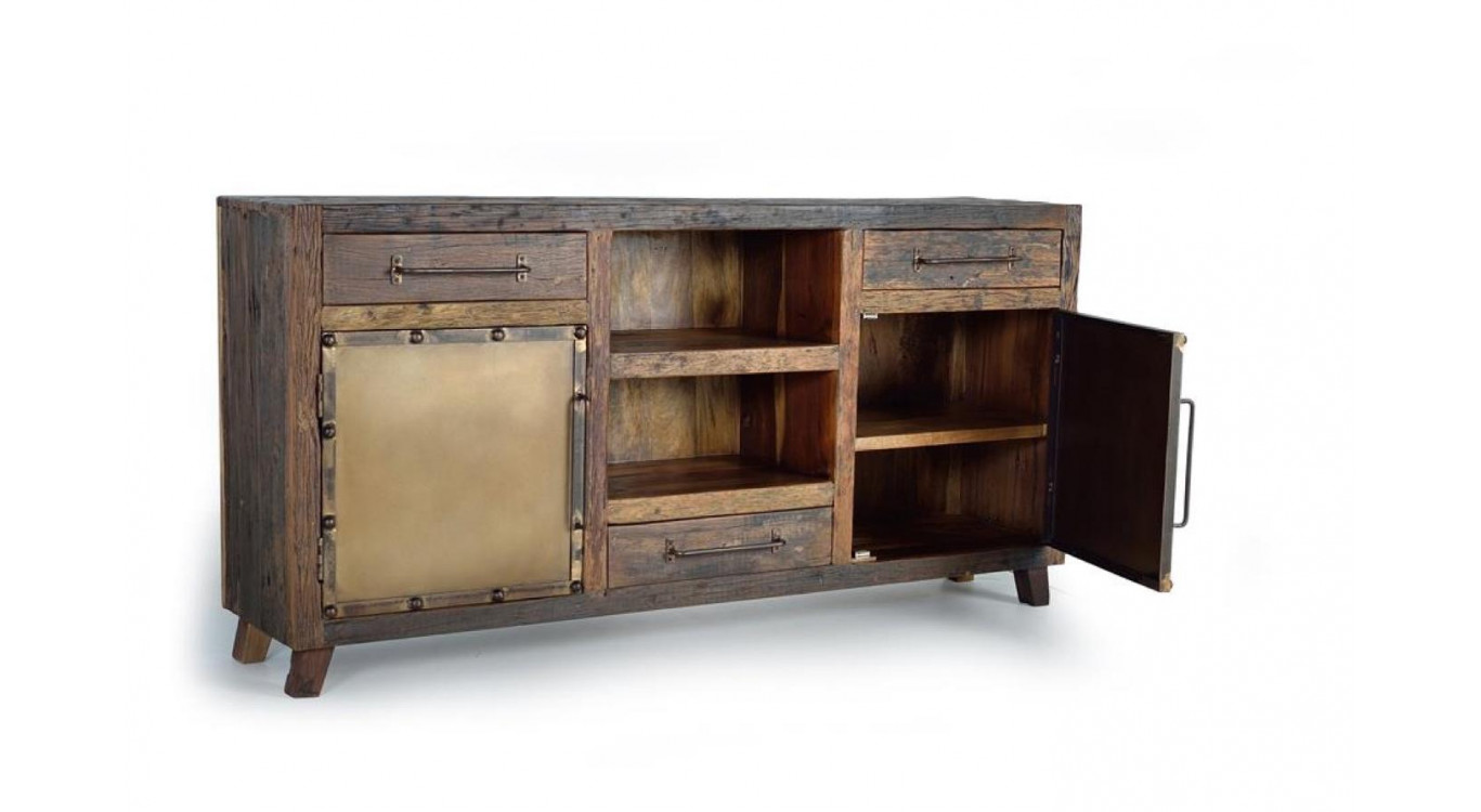 Bahut 3 Tiroirs Bois Marron 180x40x90cm