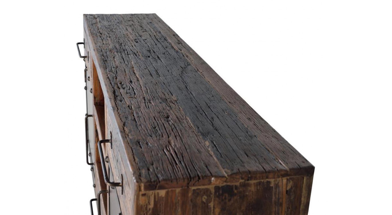 Bahut 3 Tiroirs Bois Marron 180x40x90cm