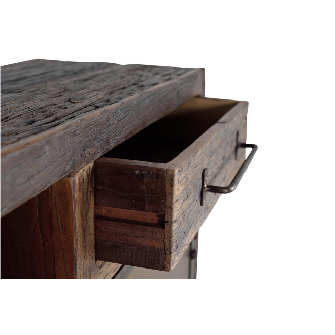 Truhe 3 Schubladen Holz Braun 180x40x90cm