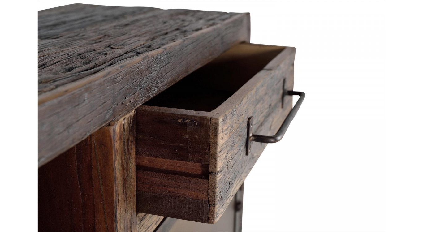 Bahut 3 Tiroirs Bois Marron 180x40x90cm