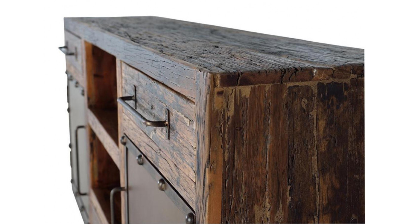 Bahut 3 Tiroirs Bois Marron 180x40x90cm