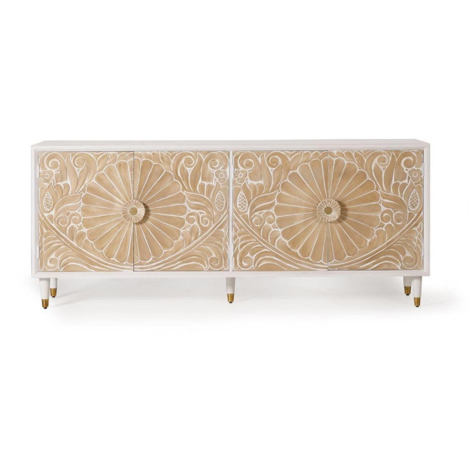 Sideboard Holz Weiß 190x40x80cm