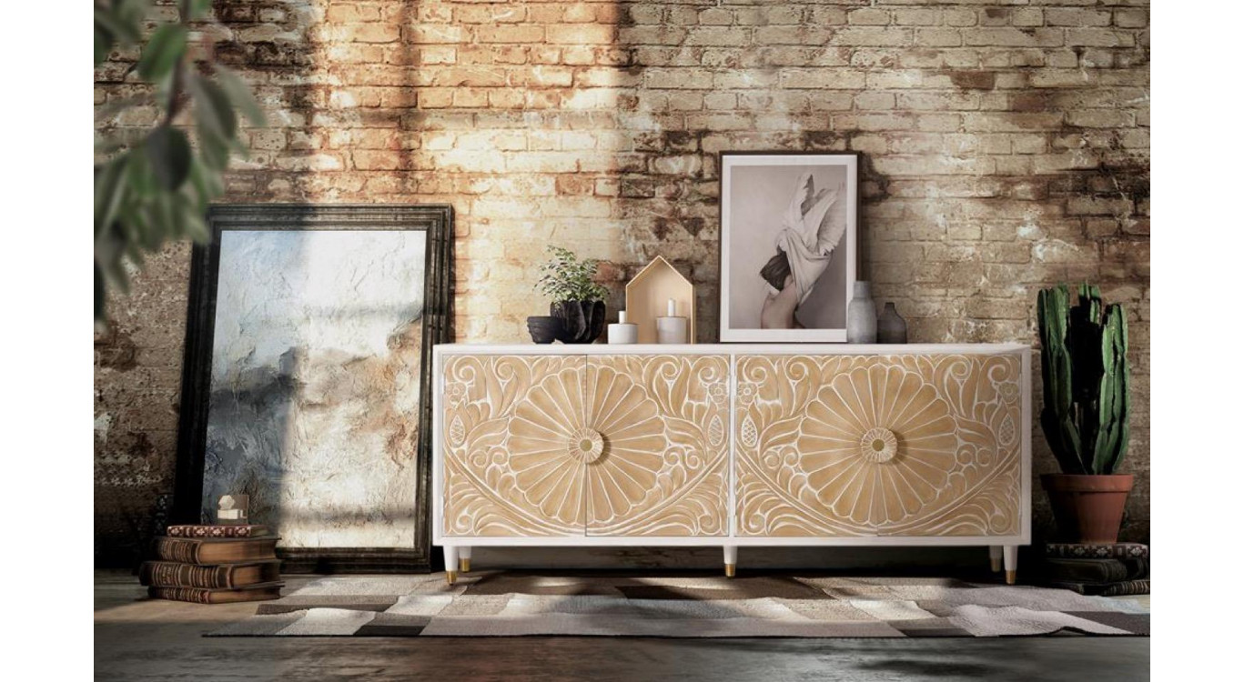 Bahut Bois Blanc 190x40x80cm
