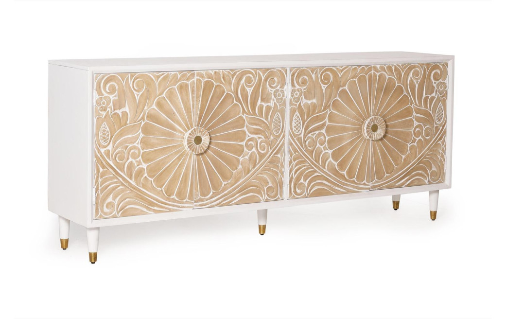 Sideboard Holz Weiß 190x40x80cm